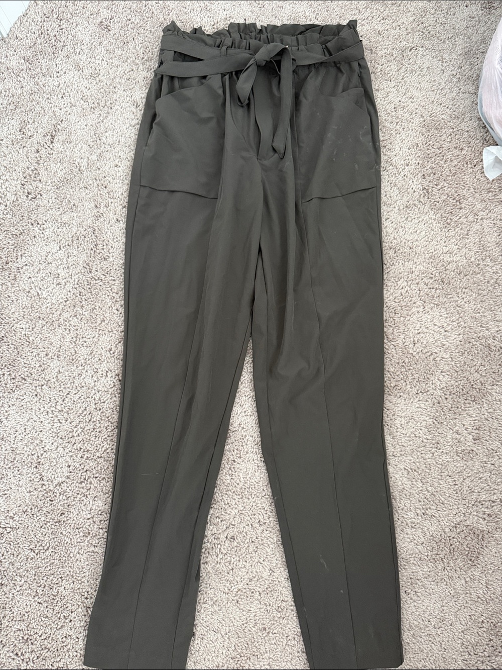 Womens Drawstring Waist Tapered Pants - Black